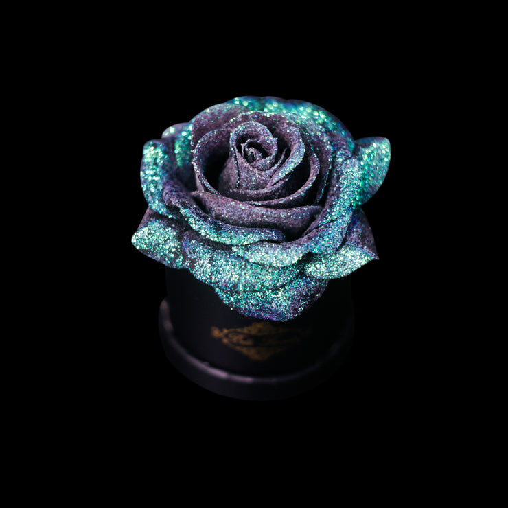 Mermaid Tail Glitter Roses - Black Micro Box (1 Rose)