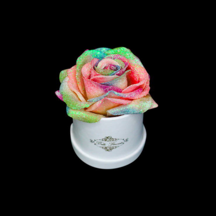 Rainbow Glitter Roses - White Box  Glitter roses, Rainbow glitter, Glitter