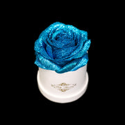 Blue Glitter Roses - White Micro Box (1 Rose)