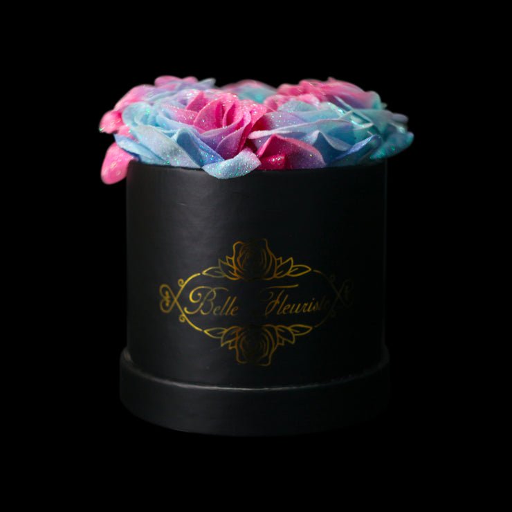 Belle Fleuriste - Black Glitter Roses White Micro Box – BelleFleuristeUK