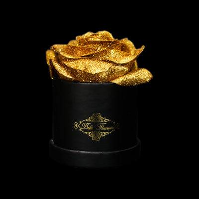 Gold Glitter Roses - Black Micro Box (1 Rose)