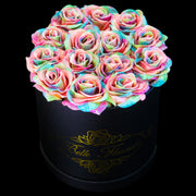 Rainbow  Glitter Roses - Black Box