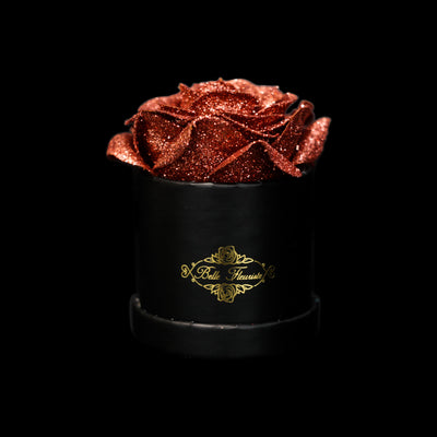 Bronze Glitter Roses - Black Micro Box (1 Rose)