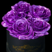 Purple Glitter Roses - Black Box (5 Roses)