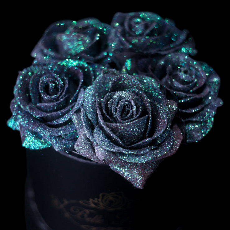 Belle Fleuriste - Mermaid Tail Glitter Roses Black Box 5 Roses –  BelleFleuristeUK