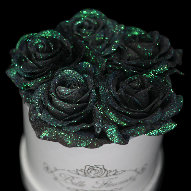 Mermaid Tail Glitter Roses - White Box (5 Roses)