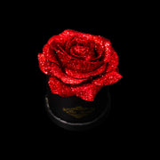 Red Glitter Roses - Black Micro Box (1 Rose)
