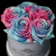 Bubblegum Glitter Roses - White Box (5 Roses)
