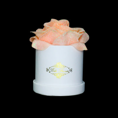 Peach Glitter Roses - White Micro Box (1 Rose)