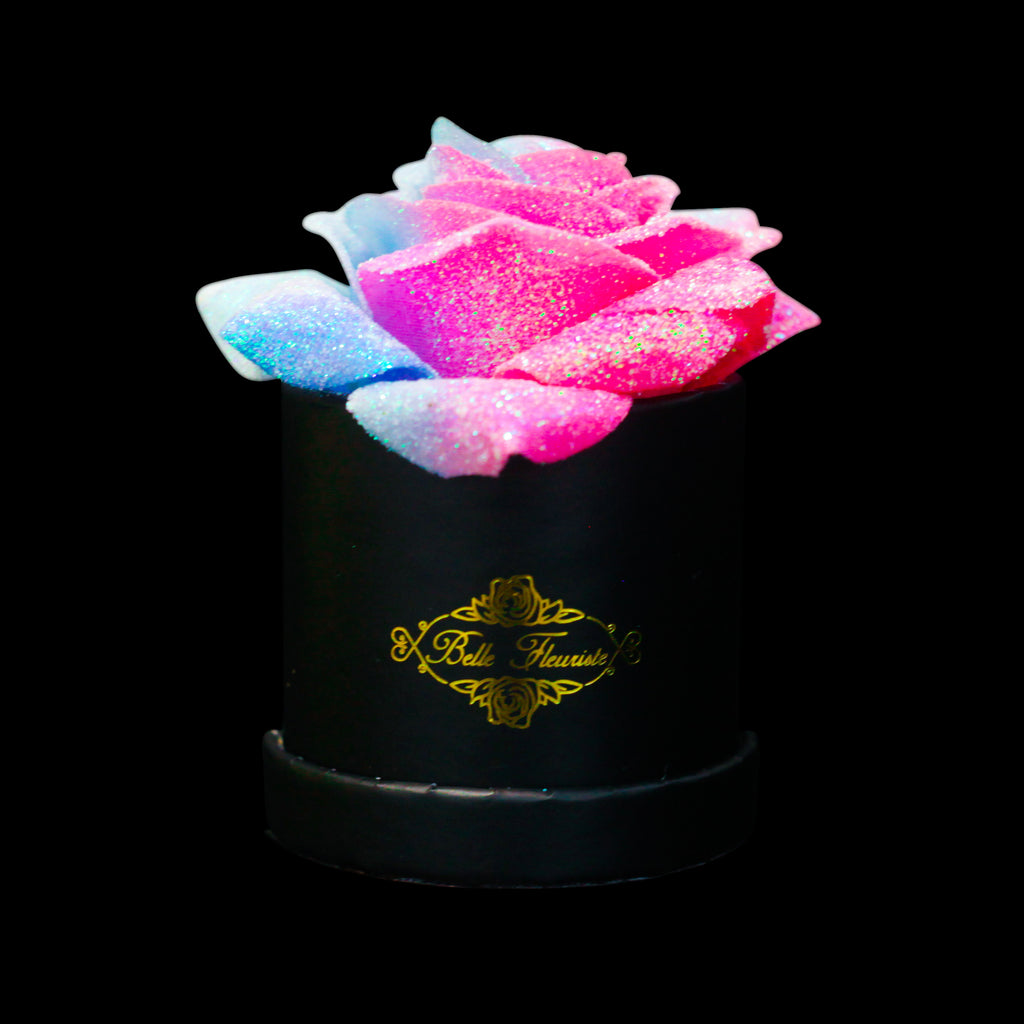 Black Glitter Roses - Black Micro Box (1 Rose)