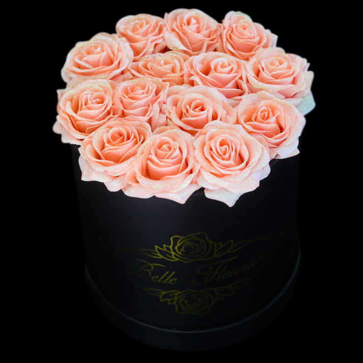 Belle Fleuriste - Black Glitter Roses White Box 5 Roses – BelleFleuristeUK