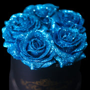 Blue Glitter Roses - Black Box (5 Roses)