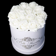 White Glitter Roses - White Box