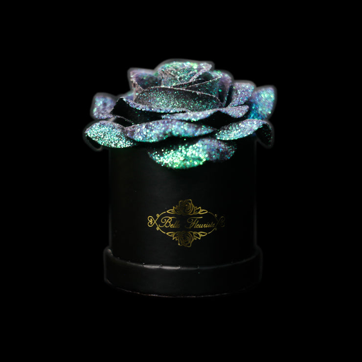 Mermaid Tail Glitter Roses - Black Micro Box (1 Rose)