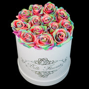Rainbow Glitter Roses - White Box