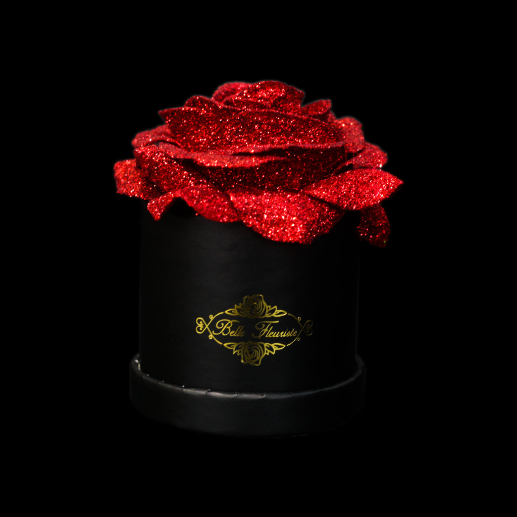 Gold Glitter Roses - Black Micro Box (1 Rose)