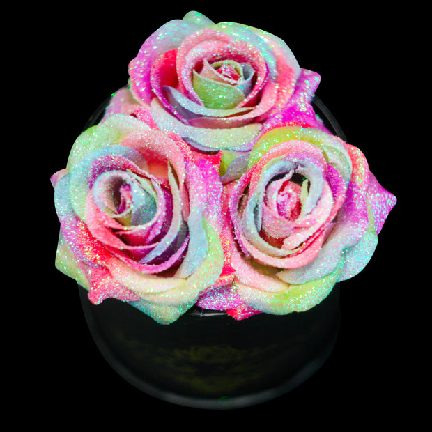 Rainbow Glitter Roses - Black Box (3 Roses)