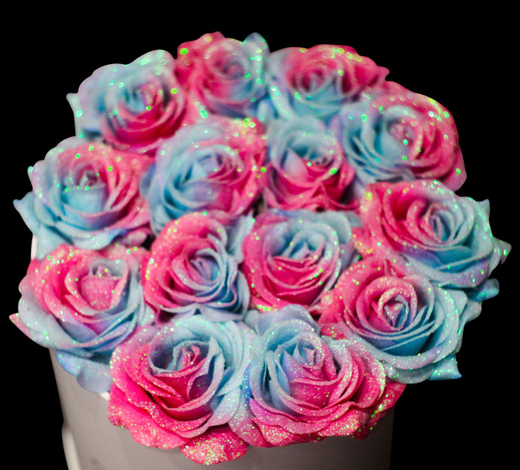 Belle Fleuriste - Blue Glitter Roses Black Box 5 Roses – BelleFleuristeUK