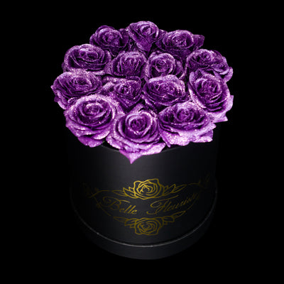 Purple Glitter Roses - Black Box