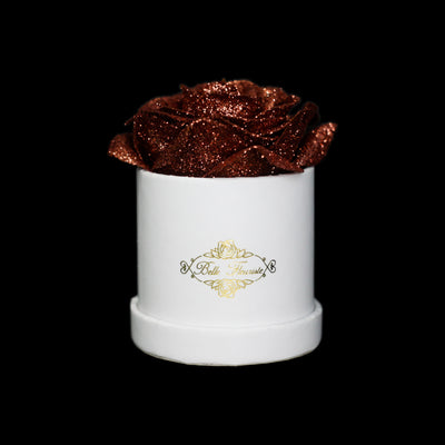 Bronze Glitter Roses - White Micro Box (1 Rose)