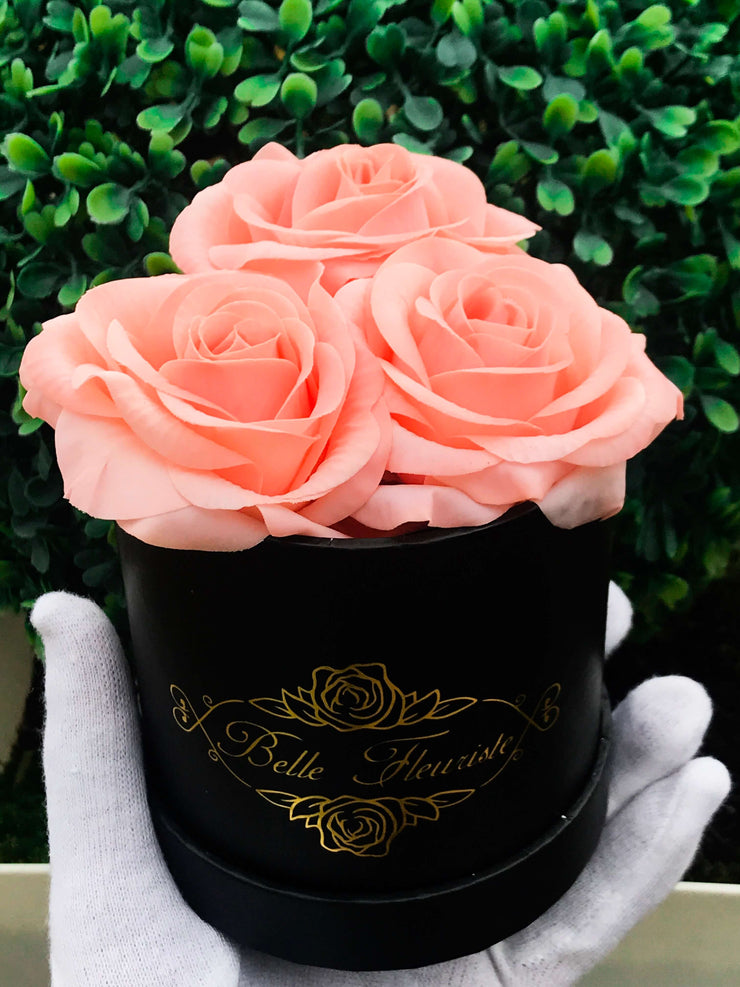 Classic Peach Roses - Black Box