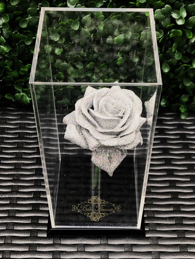 Rose Dome - Silver Glitter