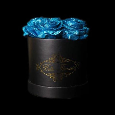 Blue Glitter Roses - Black Box (5 Roses)