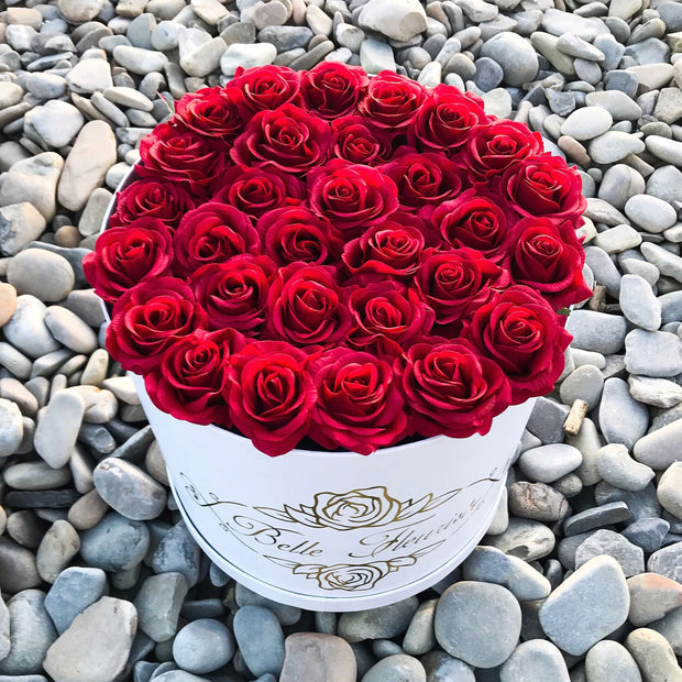 Classic Red Roses - White Box