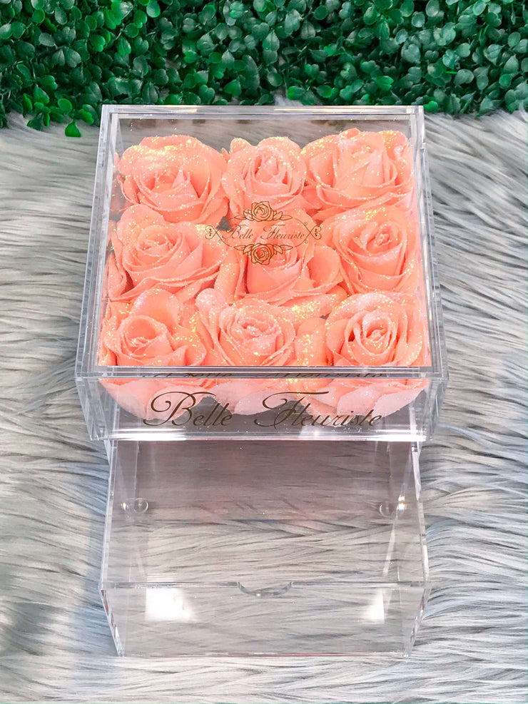 Mini Glitter Cosmetic Box - Peach