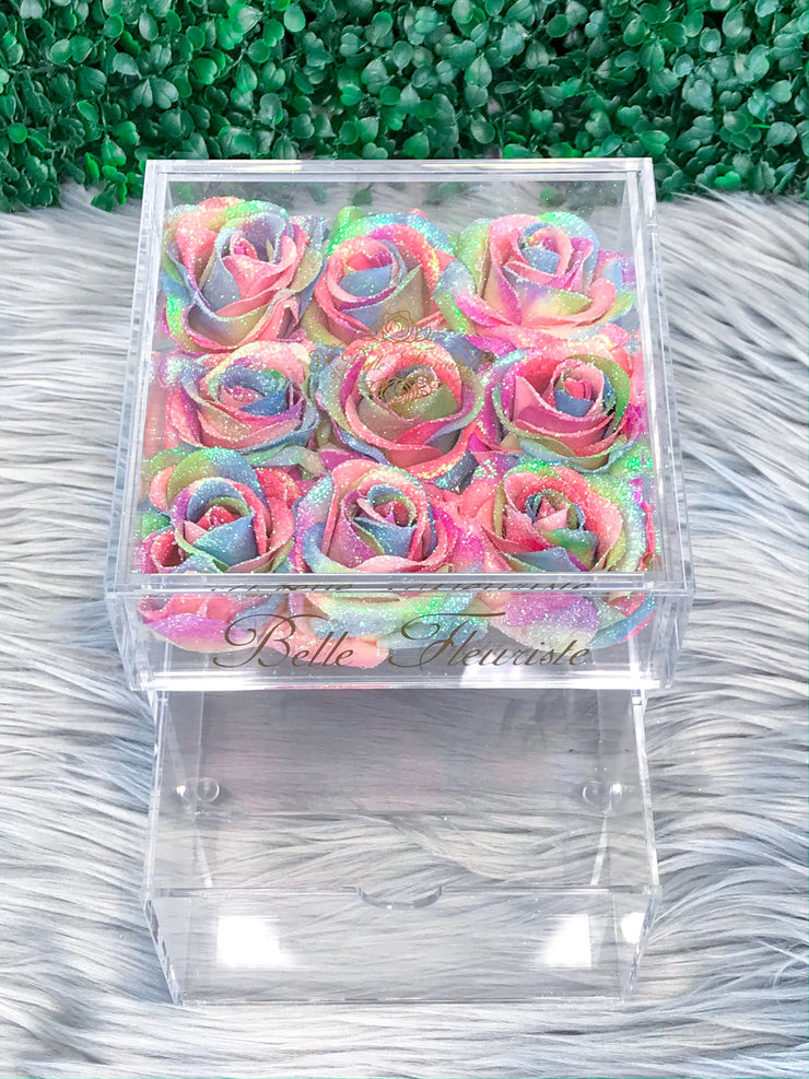 Mini Glitter Cosmetic Box - Rainbow