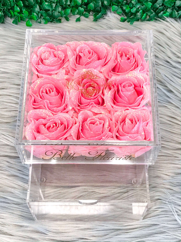 Mini Glitter Cosmetic Box - Bright Pink