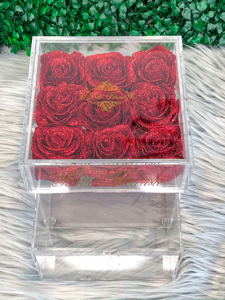 Mini Glitter Cosmetic Box - Red