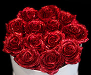 Red Glitter Roses - White Box