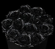 Black Glitter Roses - Black Box