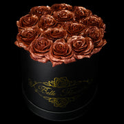 Bronze Rose Gold Glitter Roses - Black Box