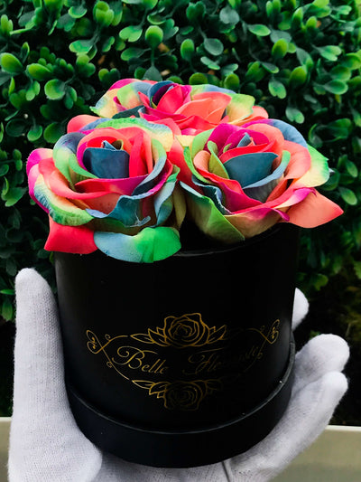 Classic Rainbow Roses - Black Box