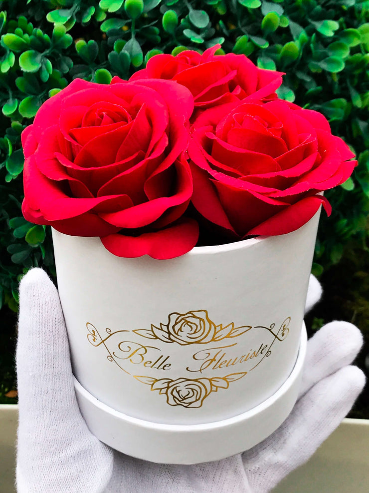 Classic Red Roses - White Box