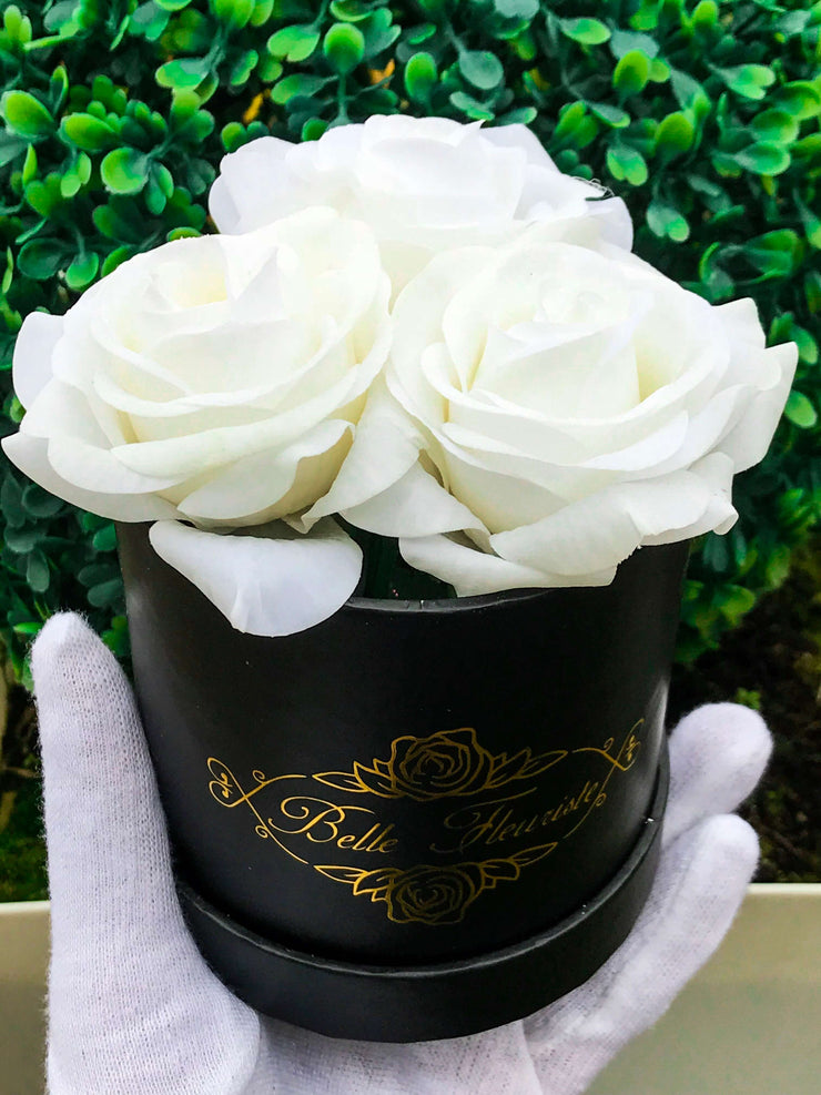 Classic White Roses - Black Box