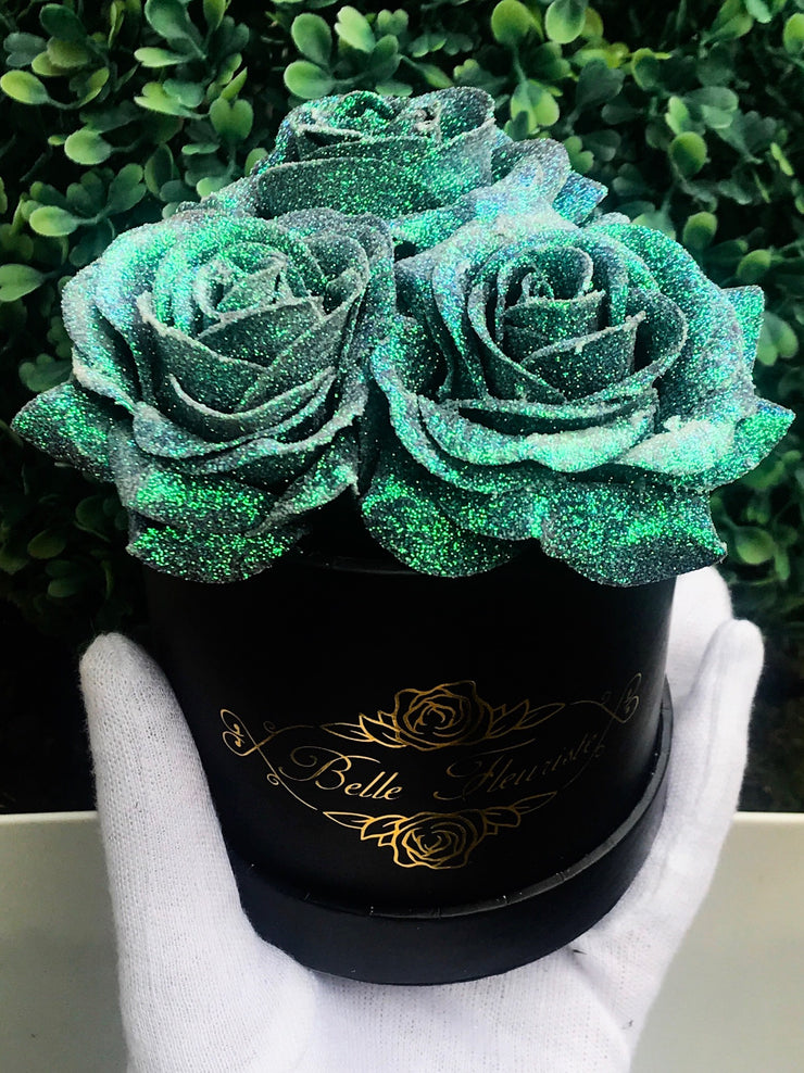 Mermaid Tail Glitter Roses - Black Box (3 Roses)